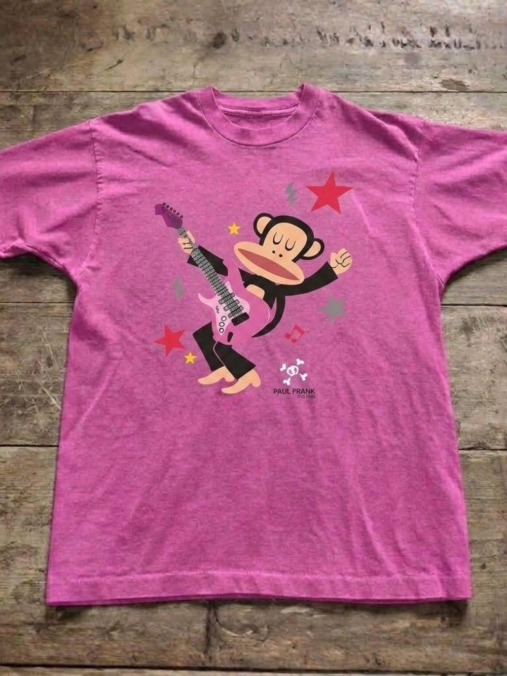Gildan Pink Paul Frank Monkey Guitar Graphic Tee